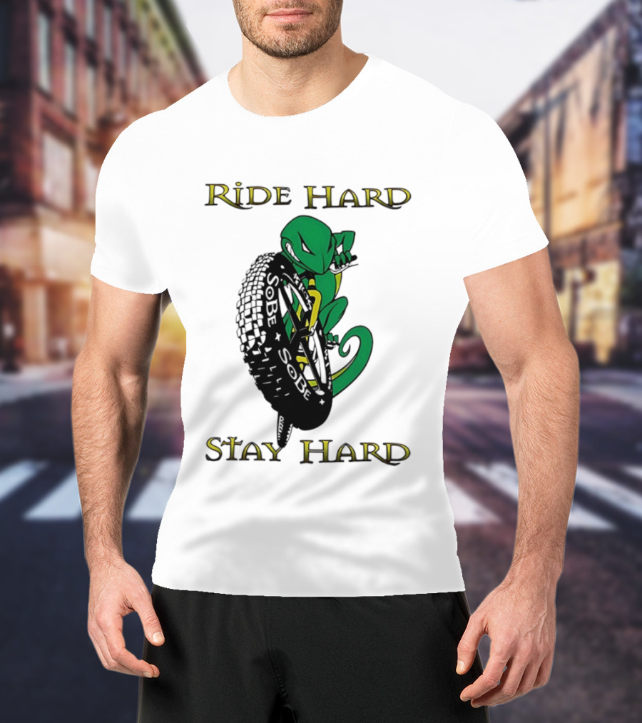 Sobe Chameleon Ride Hard Stay Hard Mountain Biking Tire Concept T-Shirt