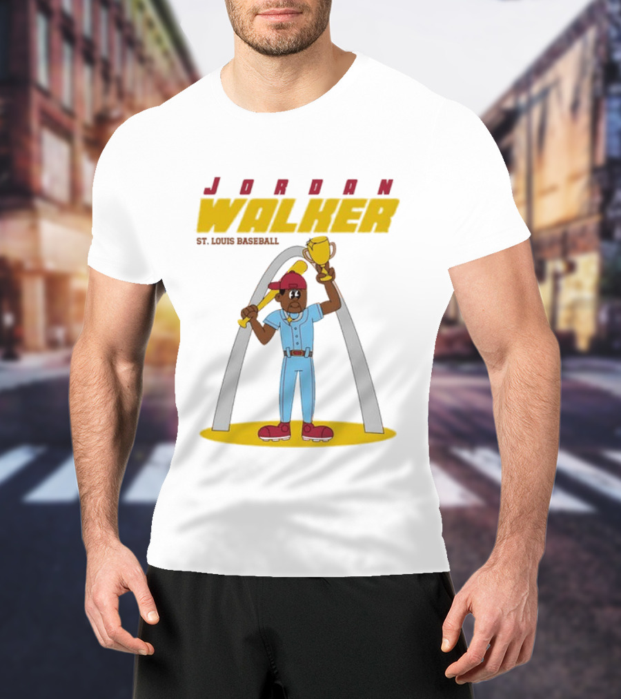 Jordan Walker St. Louis Cardinals MLB Cartoon Character With Trophy And Bat T-Shirt