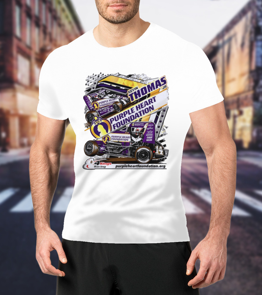 Kevin Thomas Jr Purple Heart Foundation Sprint Car 4 Kings Racing T-Shirt