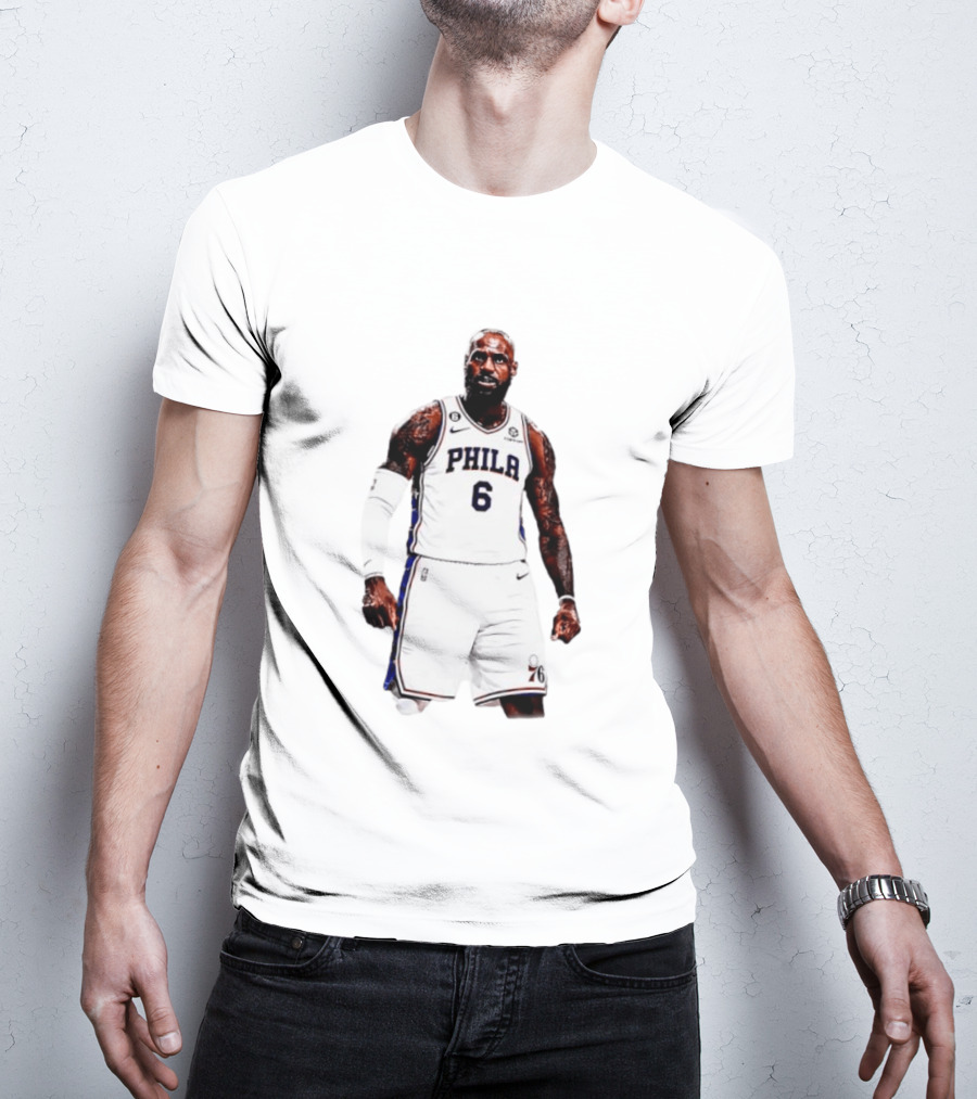 LeBron James Philadelphia 76ers Number 6 NBA Jersey T-Shirt