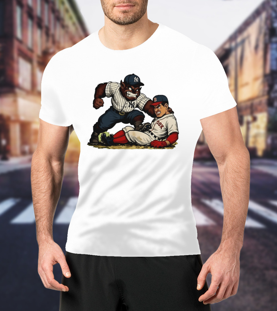 New York Yankees Werewolf Vs Boston Red Sox Player Showdown T-Shirt