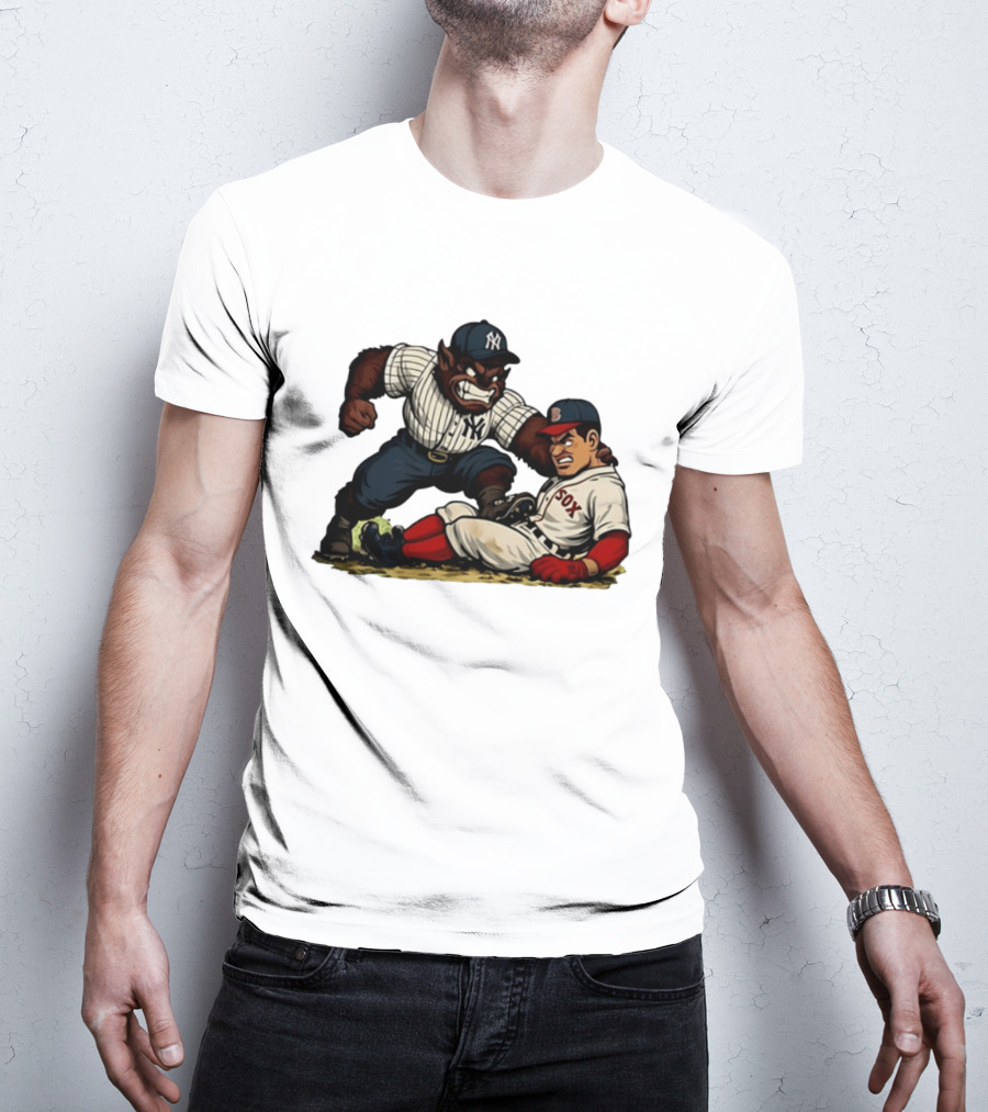 New York Yankees Werewolf Vs Boston Red Sox Player Showdown T-Shirt