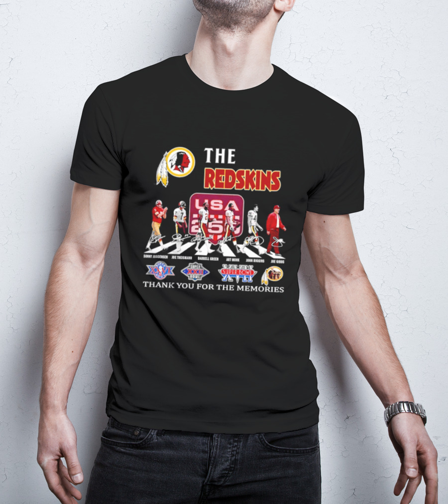 The Washington Redskins Legends Theismann Gibbs Jurgensen Green Monk Riggins Thank You For The Memories USA Redskins Super Bowl XVII XXII XXVI T-Shirt