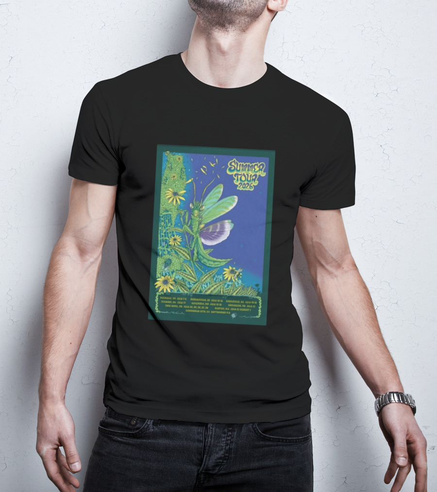Phish Summer Tour 2026 Madison To Commerce City Dates Floral Grasshopper T-Shirt