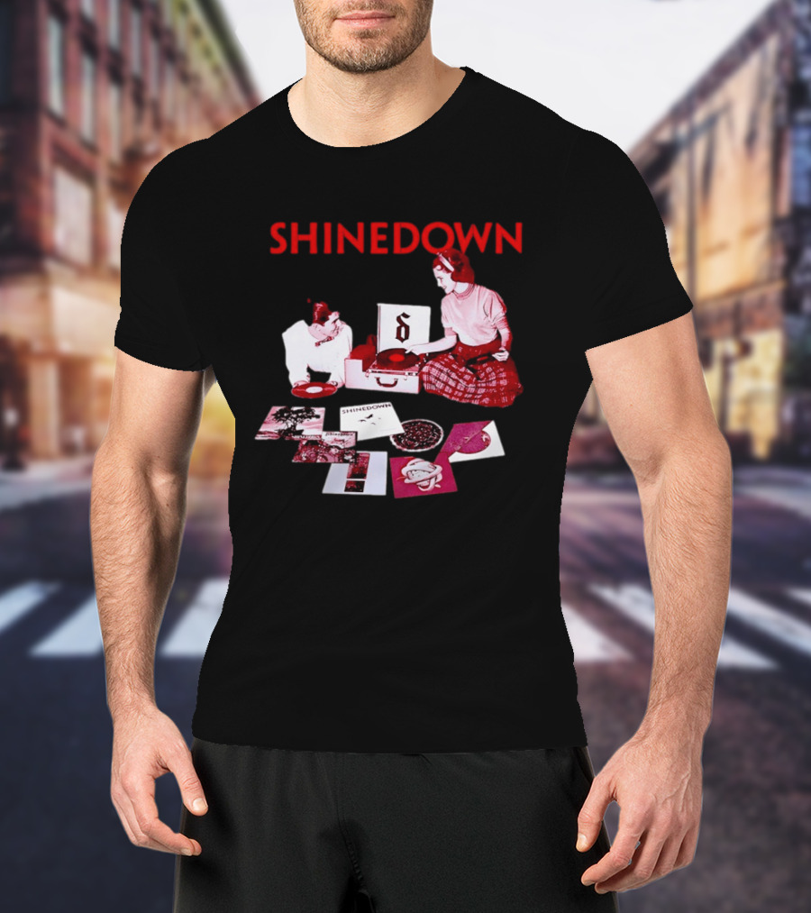 Shinedown Vinyl Record Collage Retro Music Band T-Shirt