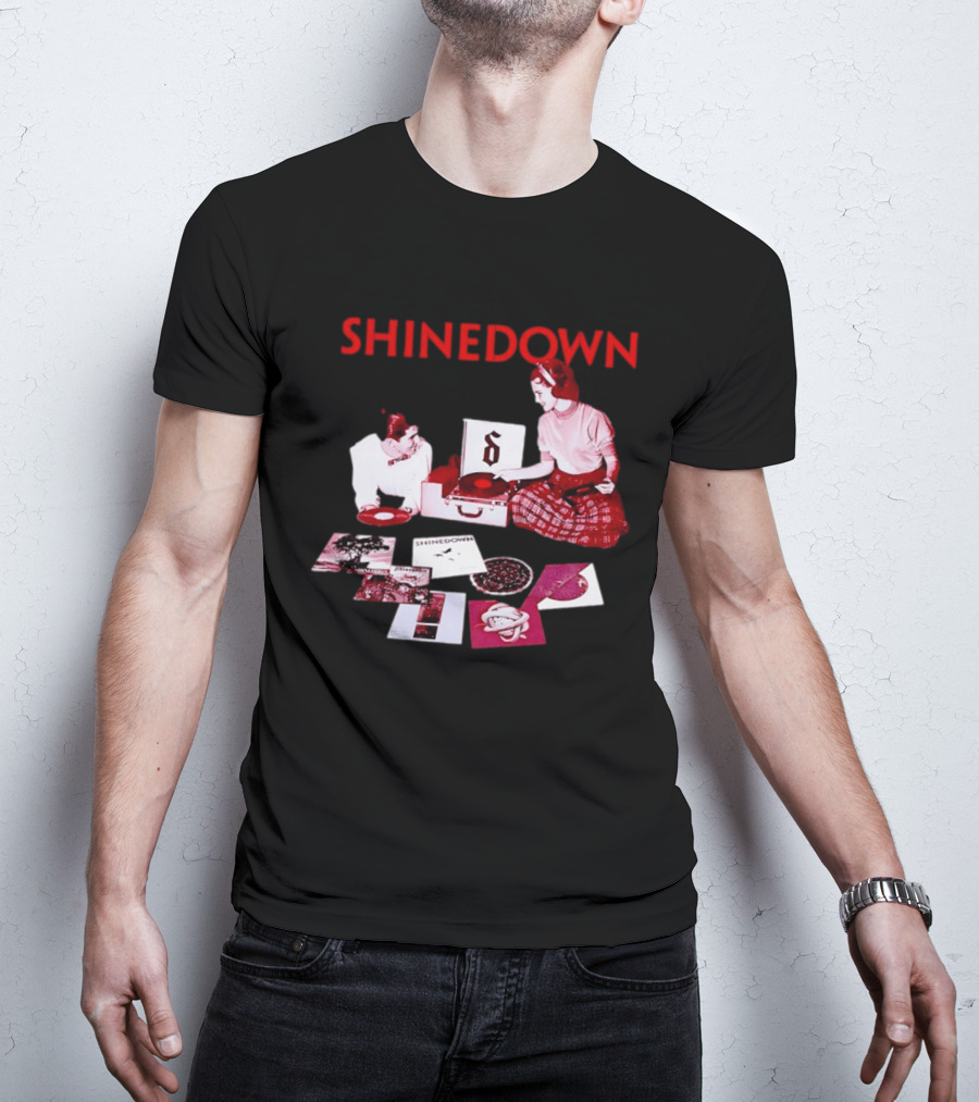 Shinedown Vinyl Record Collage Retro Music Band T-Shirt