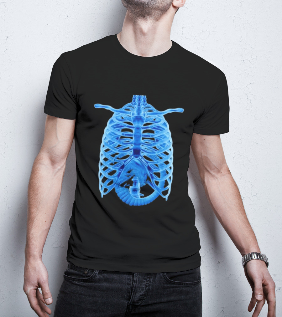 Alien Chestburster X Ray Rib Cage Black T-Shirt