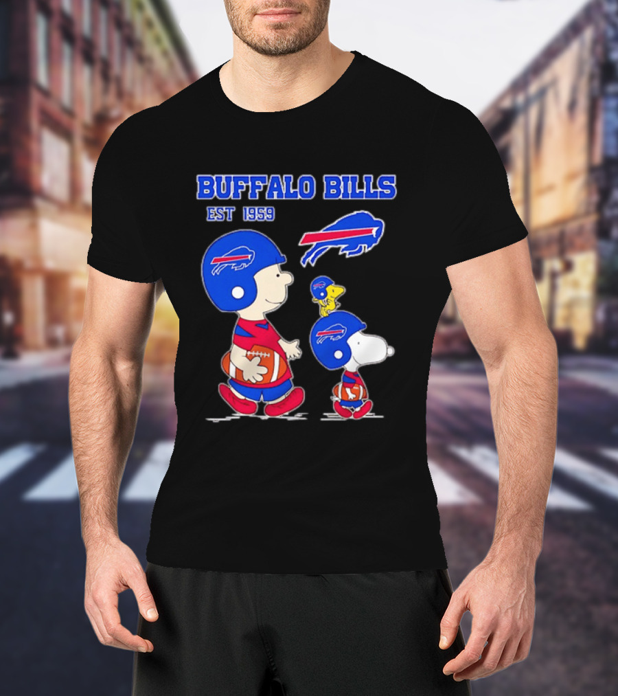Buffalo Bills Est 1959 Charlie Brown Snoopy Peanuts Football Helmet T-Shirt