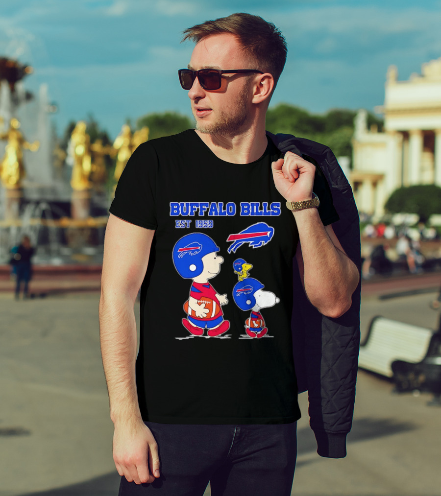 Buffalo Bills Est 1959 Charlie Brown Snoopy Peanuts Football Helmet T-Shirt