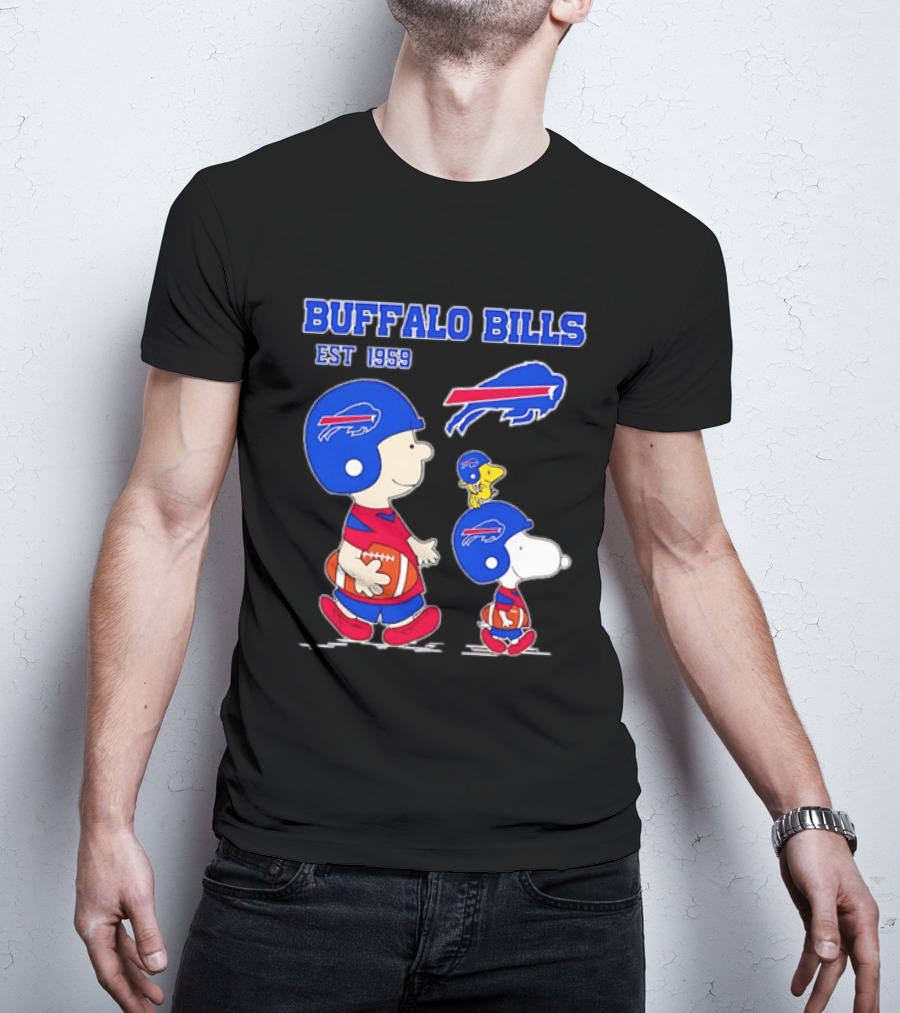 Buffalo Bills Est 1959 Charlie Brown Snoopy Peanuts Football Helmet T-Shirt