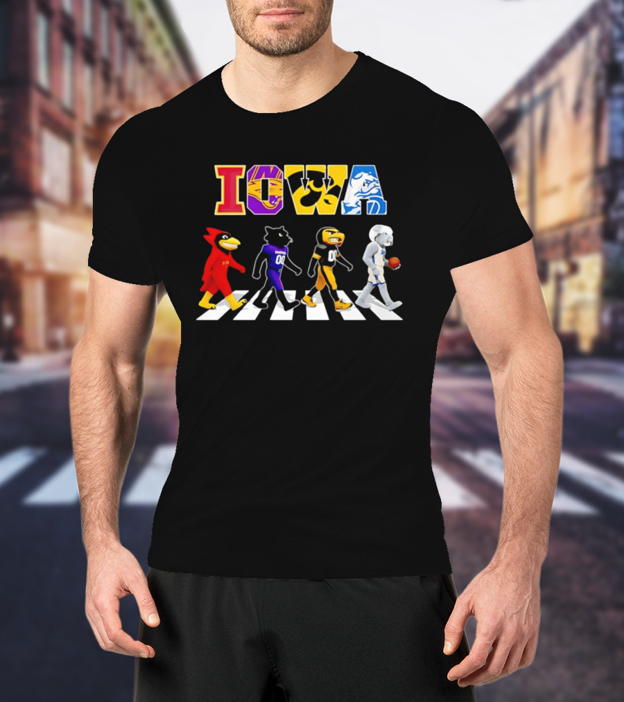 Iowa Mascots Abbey Road Walk Cardinals Panthers Bulldogs T-Shirt