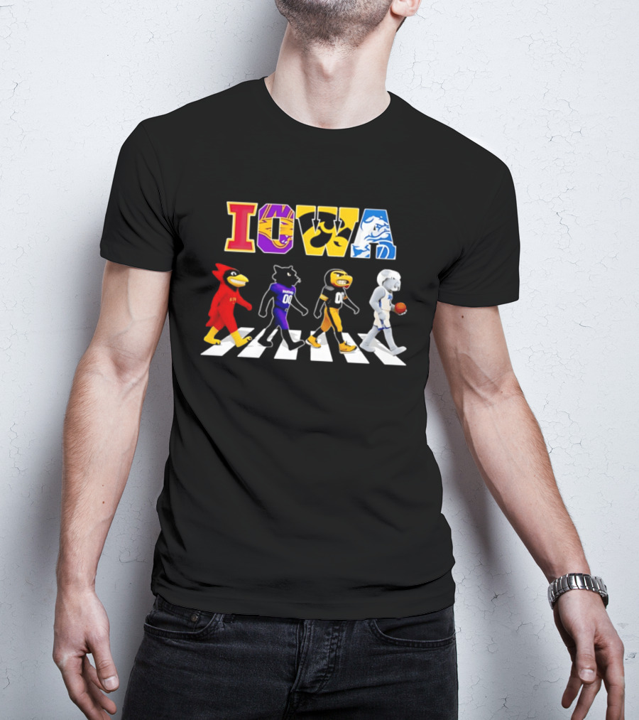 Iowa Mascots Abbey Road Walk Cardinals Panthers Bulldogs T-Shirt