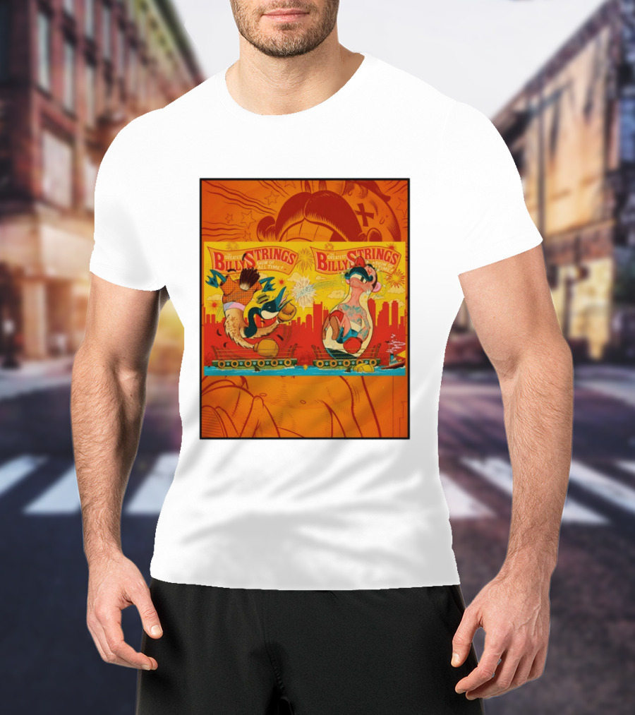 Billy Strings Greatest Show Of All Time Boxing Panels Playful Cartoon T-Shirt