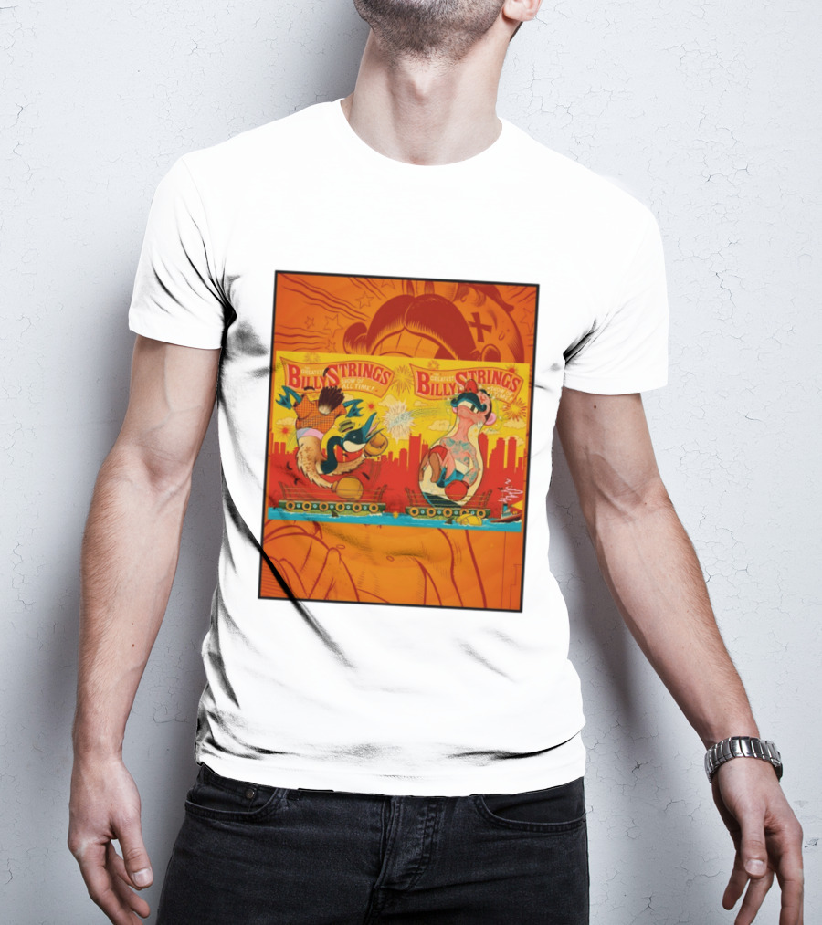 Billy Strings Greatest Show Of All Time Boxing Panels Playful Cartoon T-Shirt