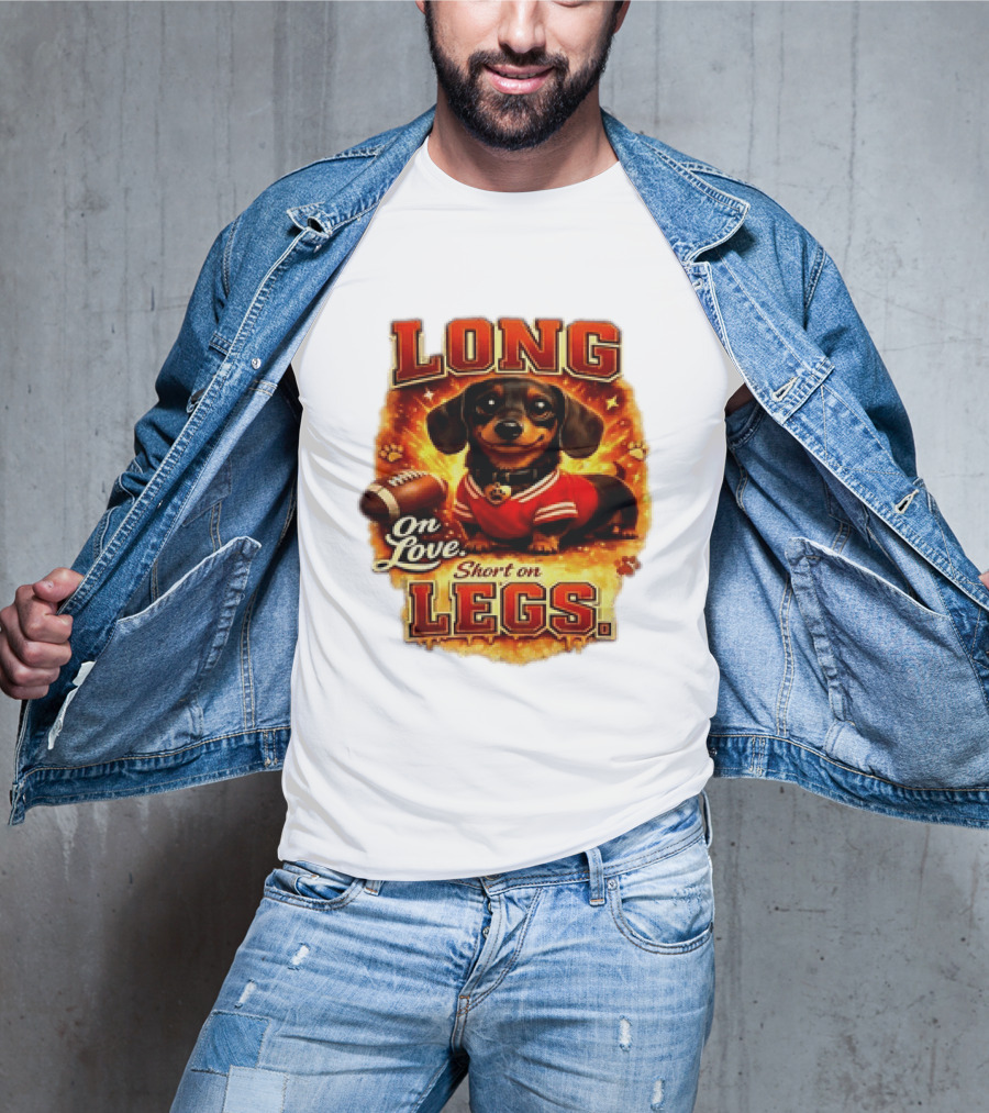 Dachshund Long On Love Short On Legs Football T-Shirt
