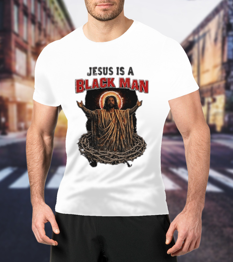 Jesus Is A Black Man With Thorns And Radiant Halo T-Shirt