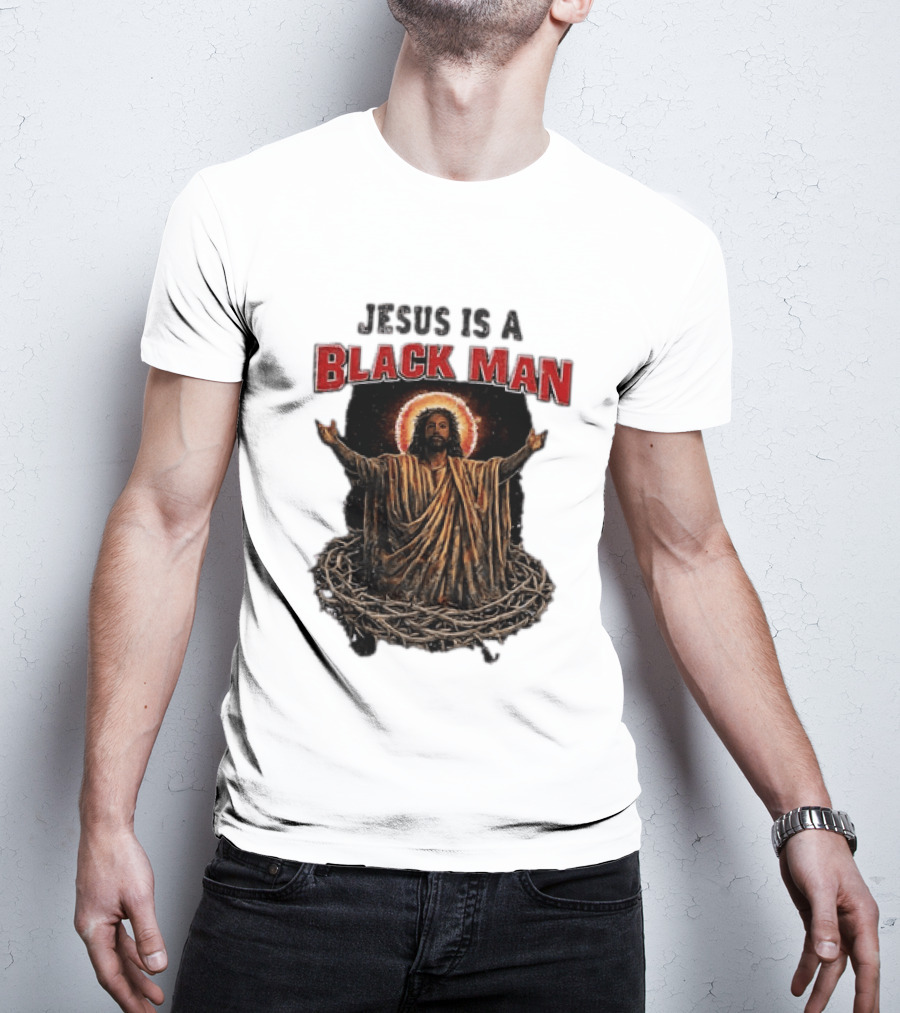 Jesus Is A Black Man With Thorns And Radiant Halo T-Shirt