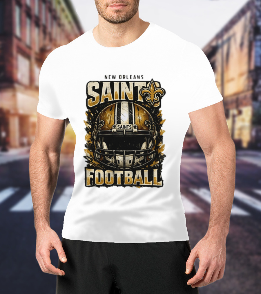 New Orleans Saints Football Helmet Distressed Fleur De Lis T-Shirt