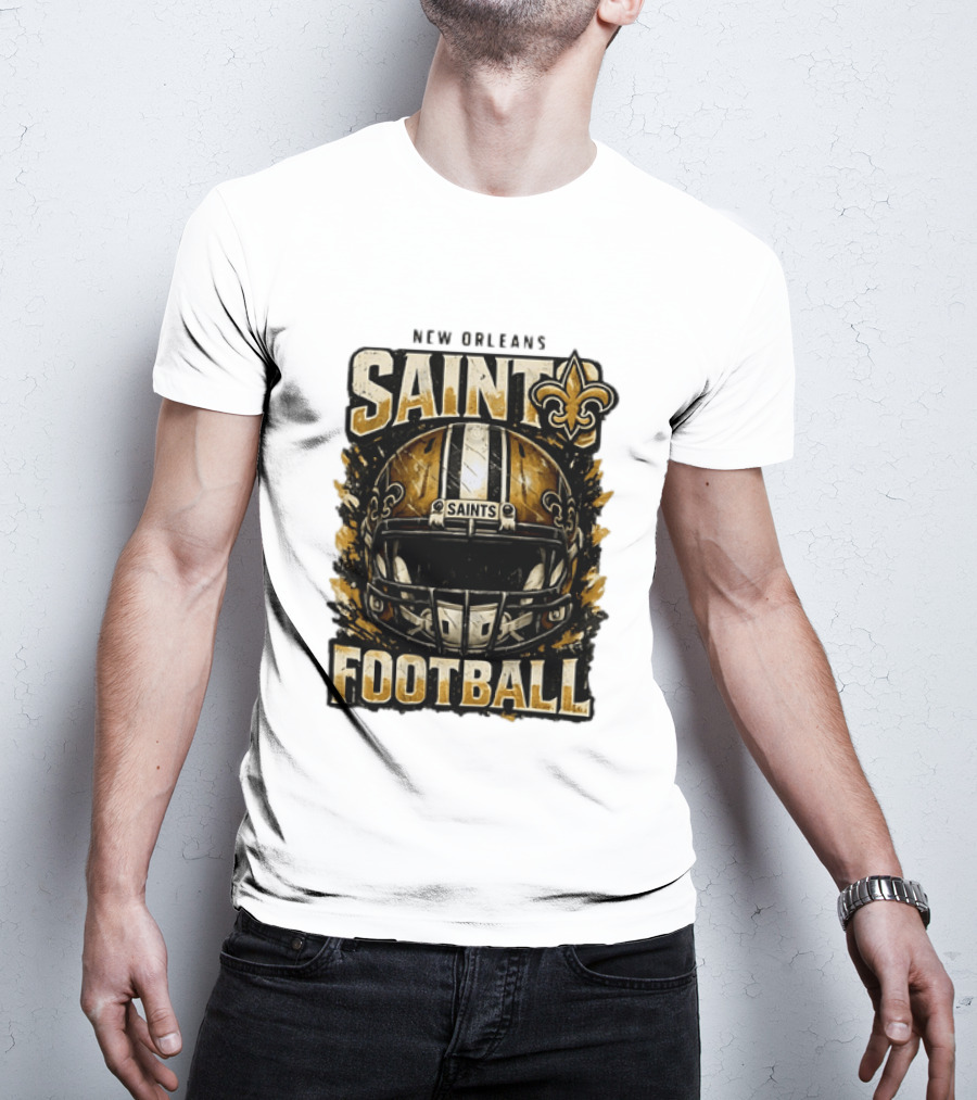 New Orleans Saints Football Helmet Distressed Fleur De Lis T-Shirt