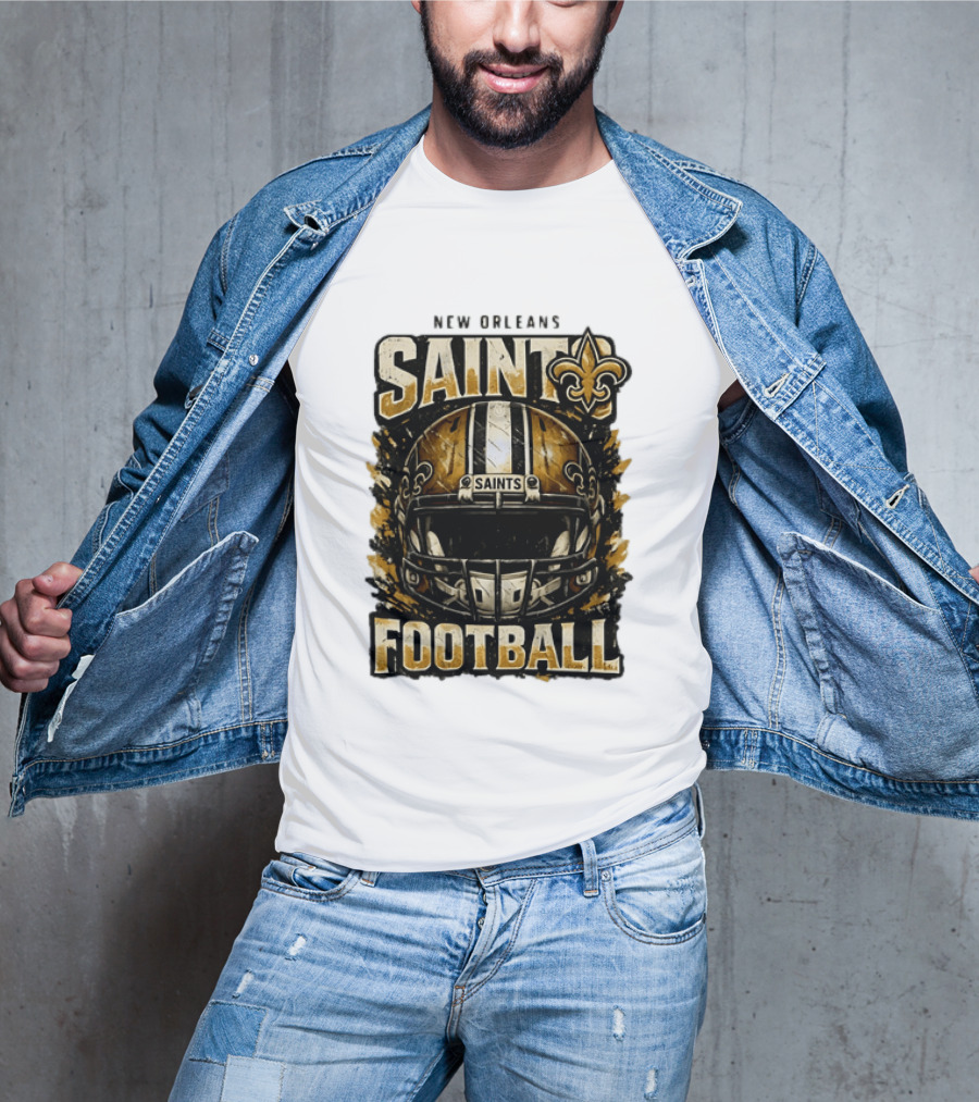 New Orleans Saints Football Helmet Distressed Fleur De Lis T-Shirt
