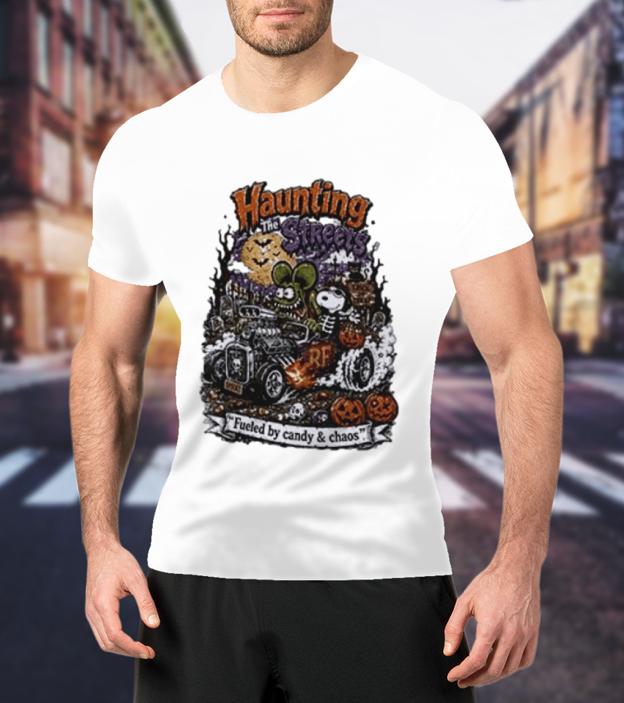 Peanuts Snoopy X Rat Fink Haunting The Streets Fueled By Candy & Chaos Halloween T-Shirt