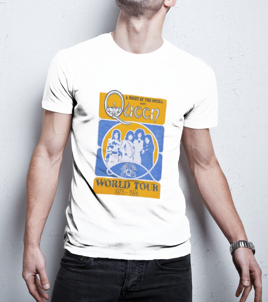 Queen A Night At The Opera World Tour 1975 1976 Vintage Band Photo T-Shirt