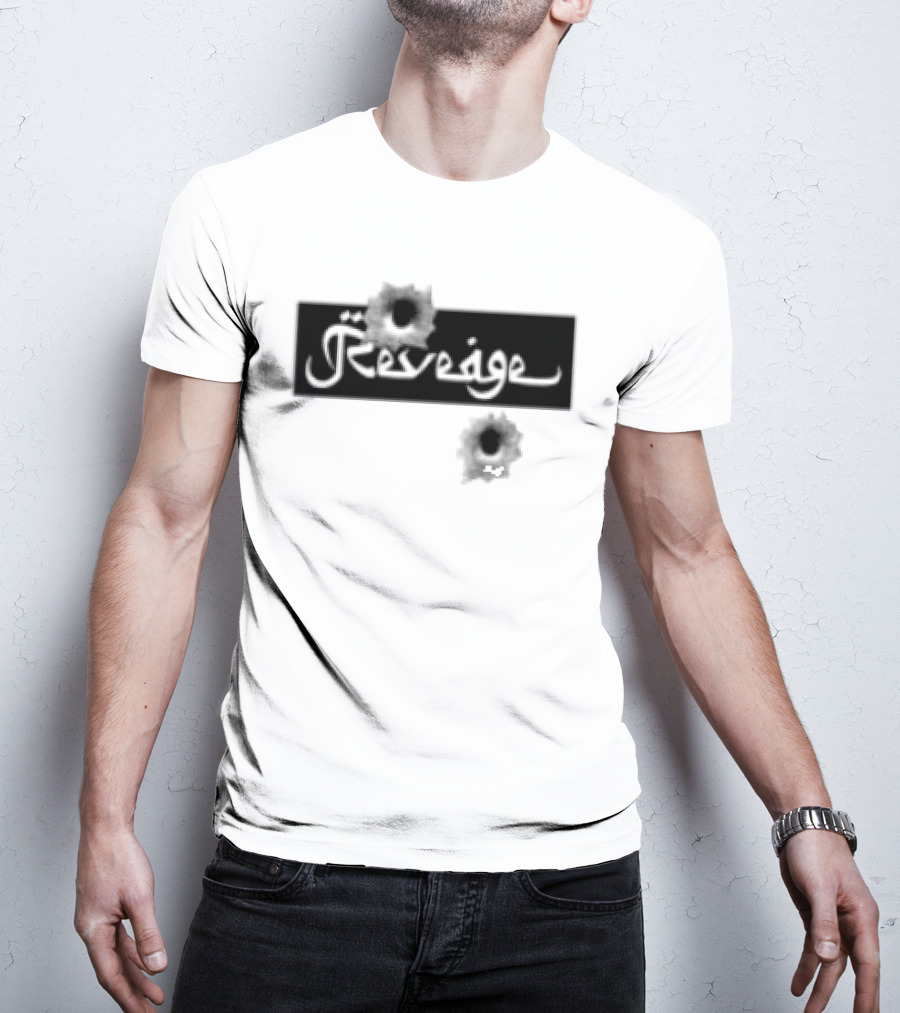 Revenge Arabic Text White Black Fusion T-Shirt