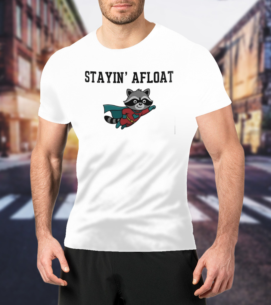 Stayin' Afloat Superhero Raccoon Flying Heroic Animal T-Shirt