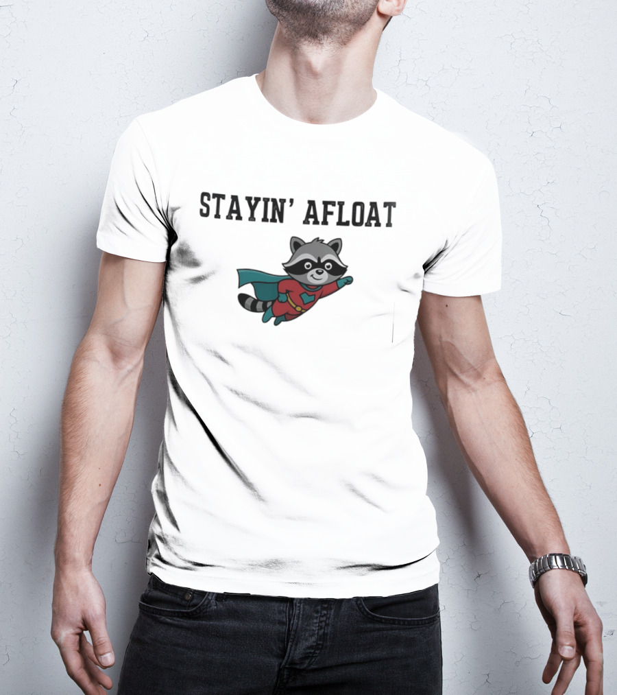 Stayin' Afloat Superhero Raccoon Flying Heroic Animal T-Shirt