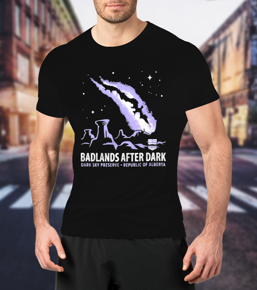 Badlands After Dark Dark Sky Preserve Republic Of Alberta Visionary Celestial Landscape T-Shirt