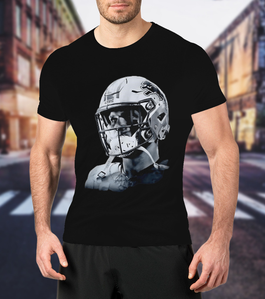 Detroit Lions Aidan Hutchinson Charcoal House Helmet Artistry T-Shirt