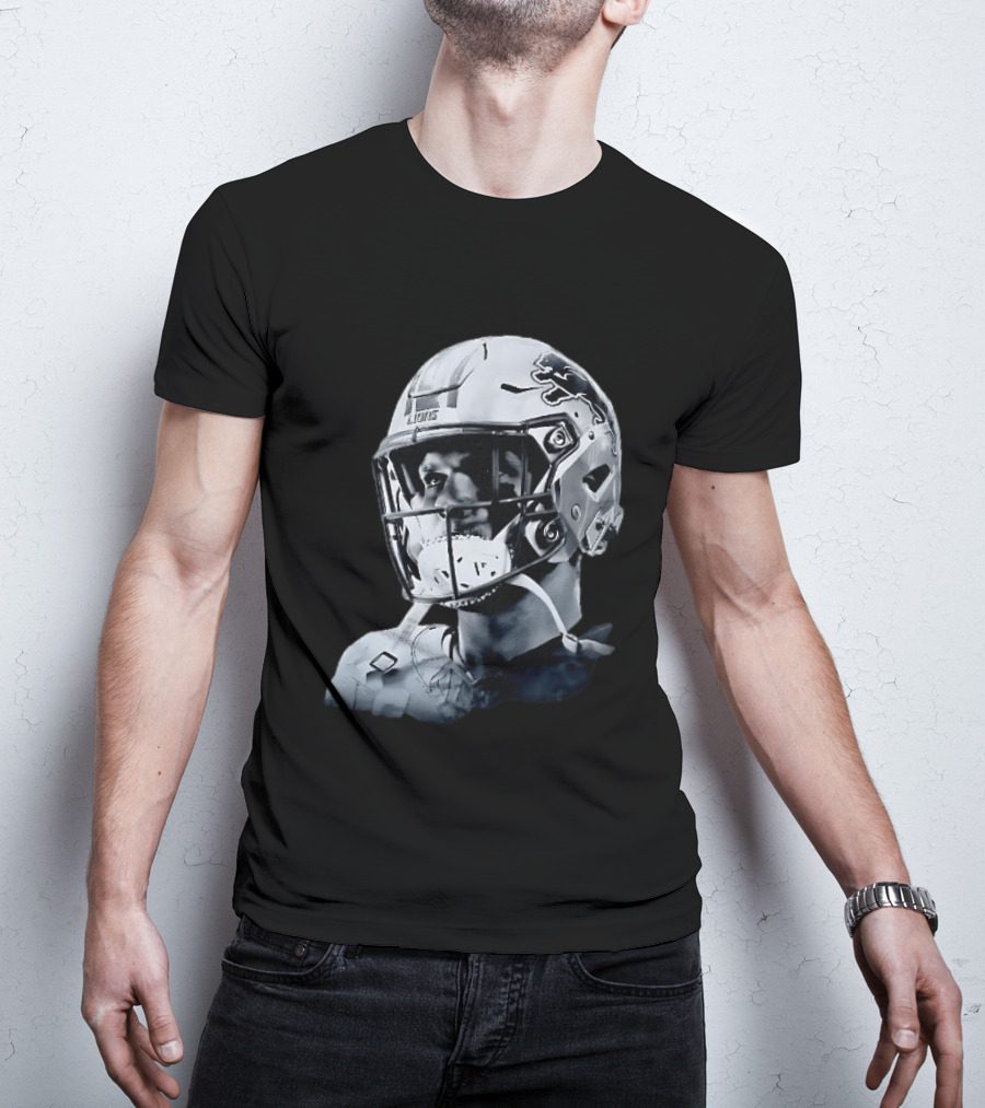 Detroit Lions Aidan Hutchinson Charcoal House Helmet Artistry T-Shirt