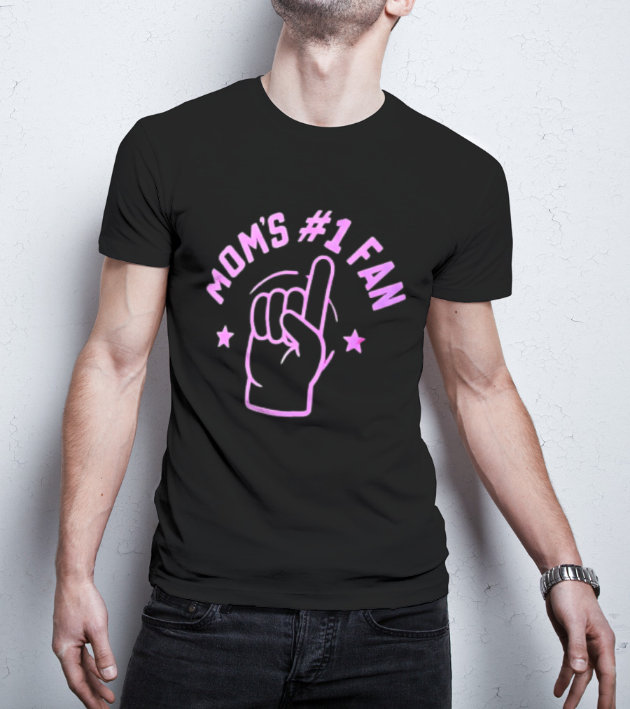 Mom's #1 Fan Hand Gesture Pink T-Shirt