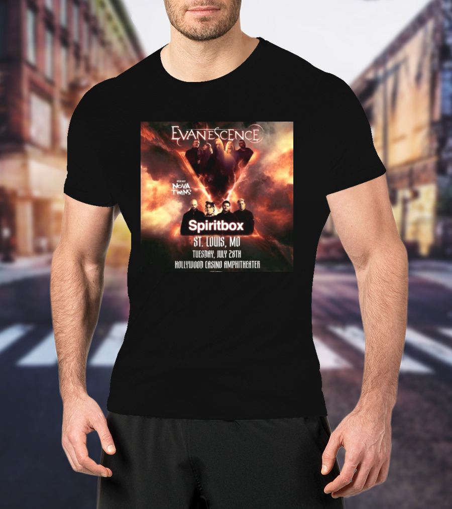Evanescence Nova Twins Spiritbox Concert St. Louis MO July 28 Hollywood Casino Amphitheater T-Shirt