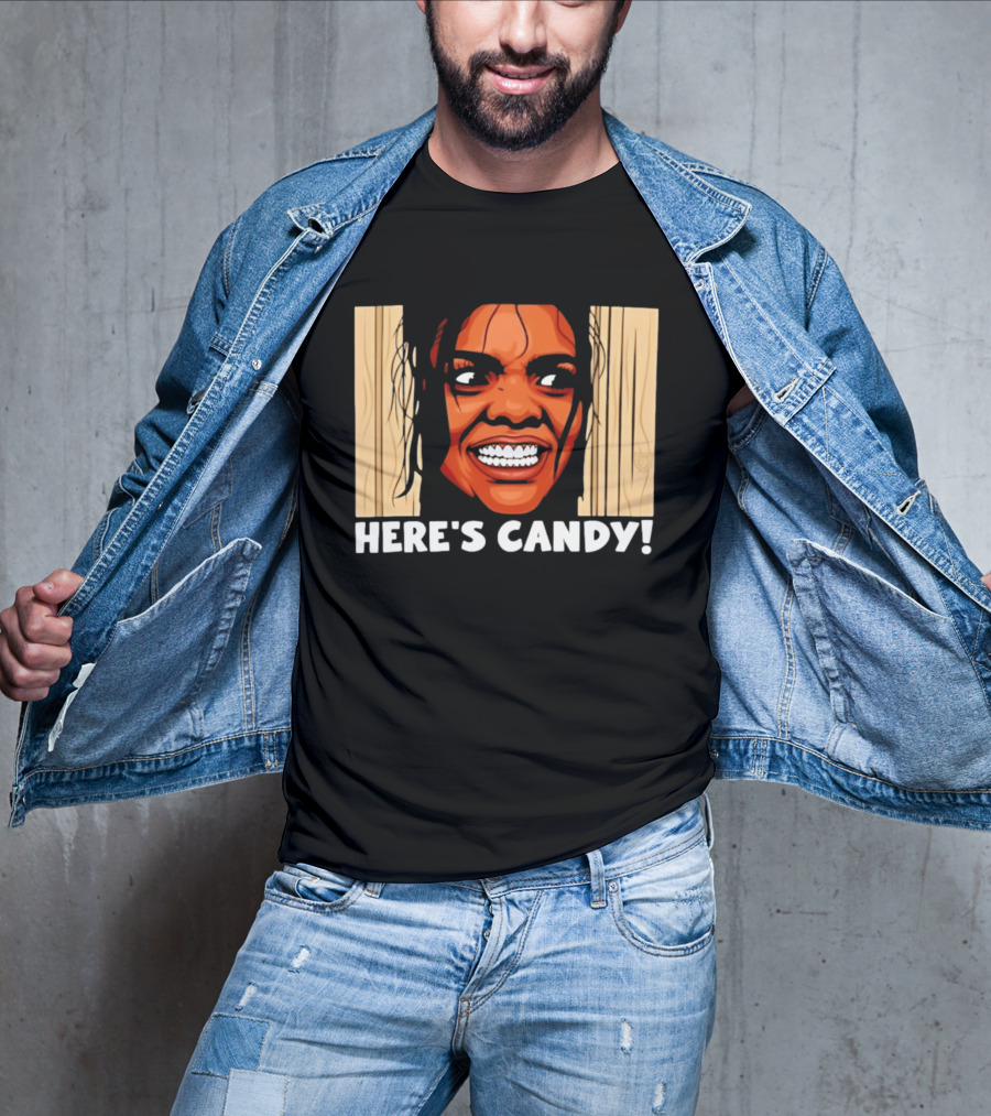 Here's Candy Horror Movie Halloween Face Breaking Through Wood T-Shirt