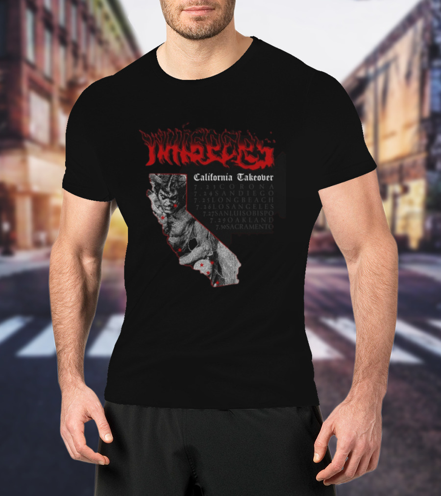Pleasures Whispers California Takeover Tour Corona San Diego Long Beach Los Angeles San Luis Obispo Oakland Sacramento T-Shirt