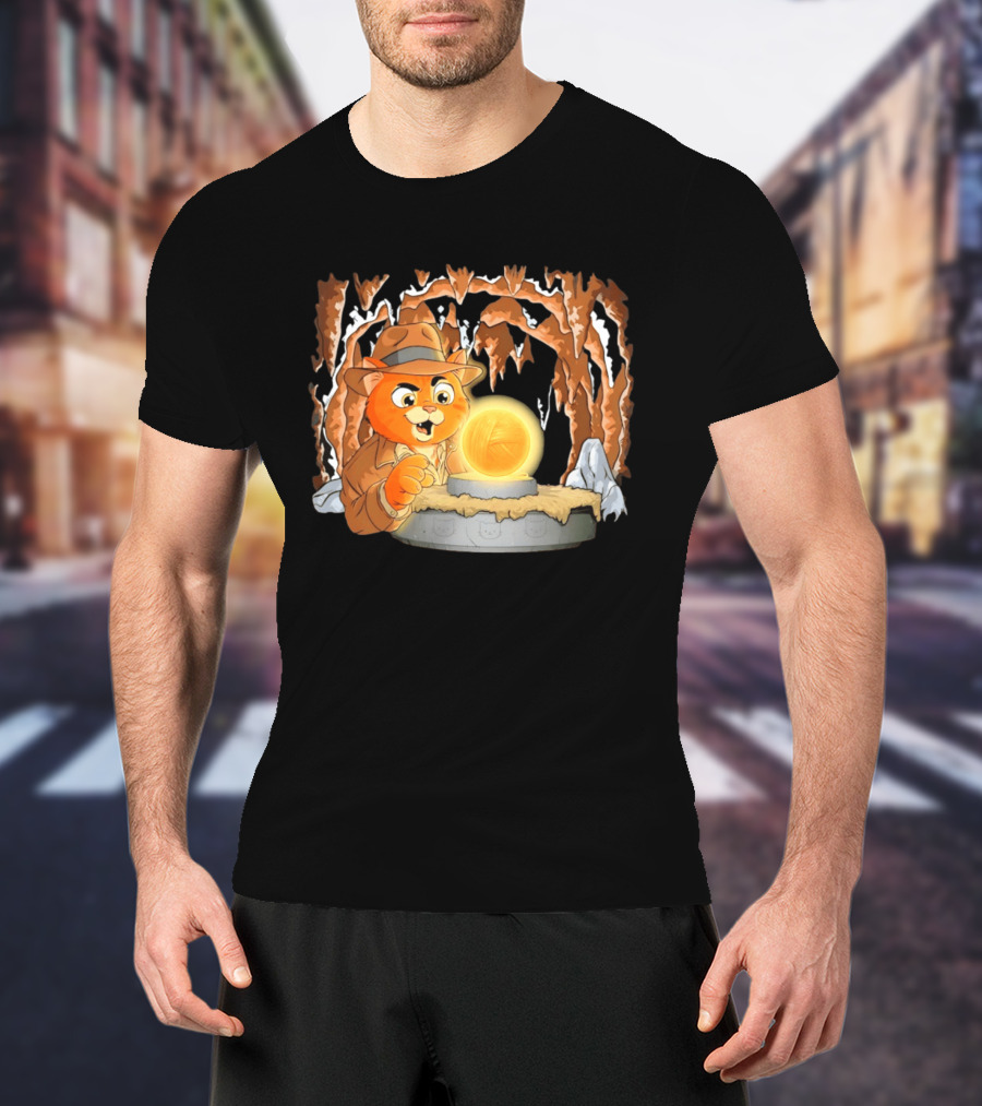 Raiders Of The Lost Yarn Cat Indiana Jones Golden Ball Relic Adventure T-Shirt