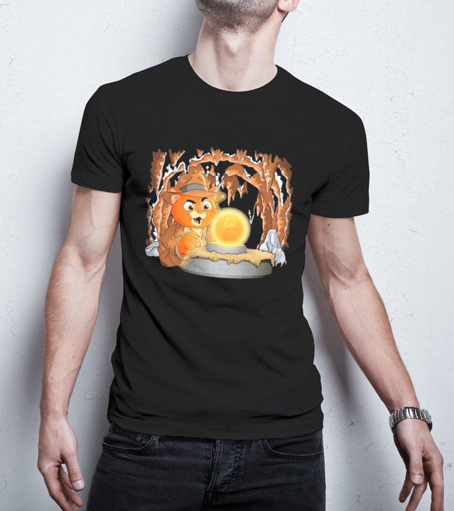 Raiders Of The Lost Yarn Cat Indiana Jones Golden Ball Relic Adventure T-Shirt