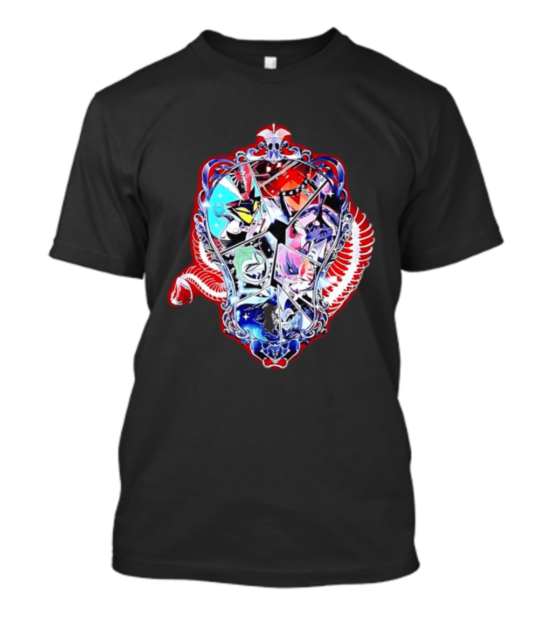 Vees Vox Valentino Velvet Overlord Hazbin Hotel Characters Stained Glass T-Shirt