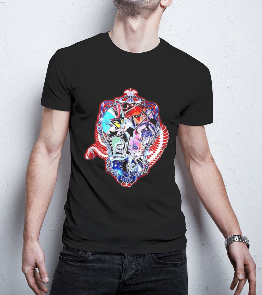 Vees Vox Valentino Velvet Overlord Hazbin Hotel Characters Stained Glass T-Shirt
