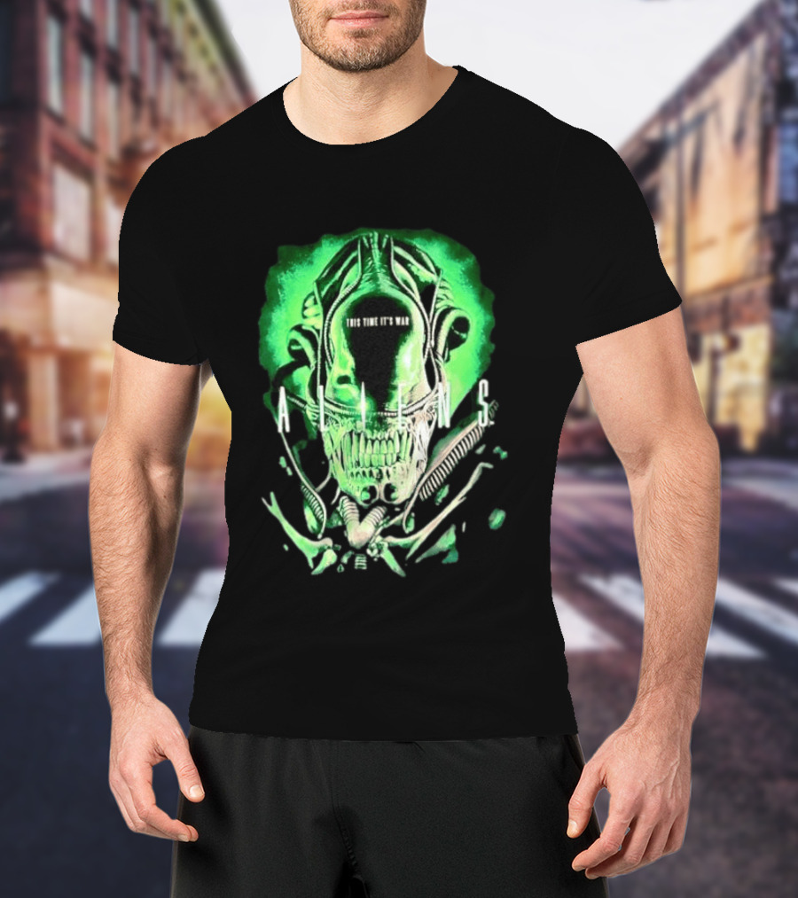 Xenomorph Aliens This Time It's War Alien Franchise Movie T-Shirt