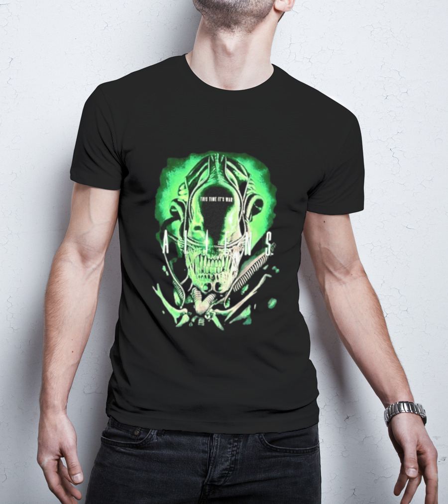 Xenomorph Aliens This Time It's War Alien Franchise Movie T-Shirt