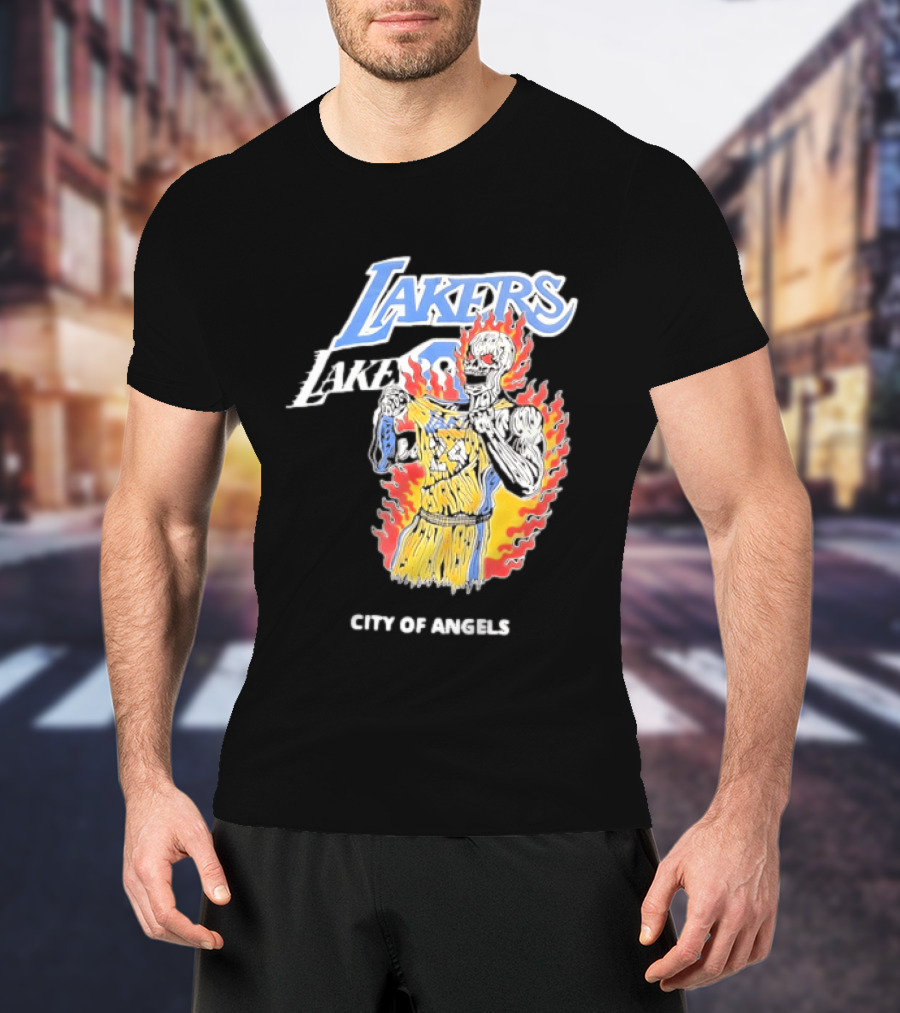 Los Angeles Lakers City Of Angels 24 Kobe Bryant Basketball T-Shirt