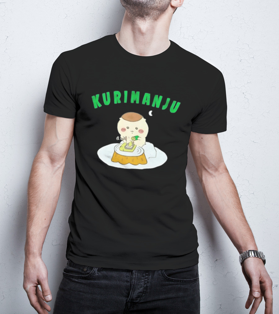 Kurimanju Chiikawa Eating At Night On Tree Stump T-Shirt