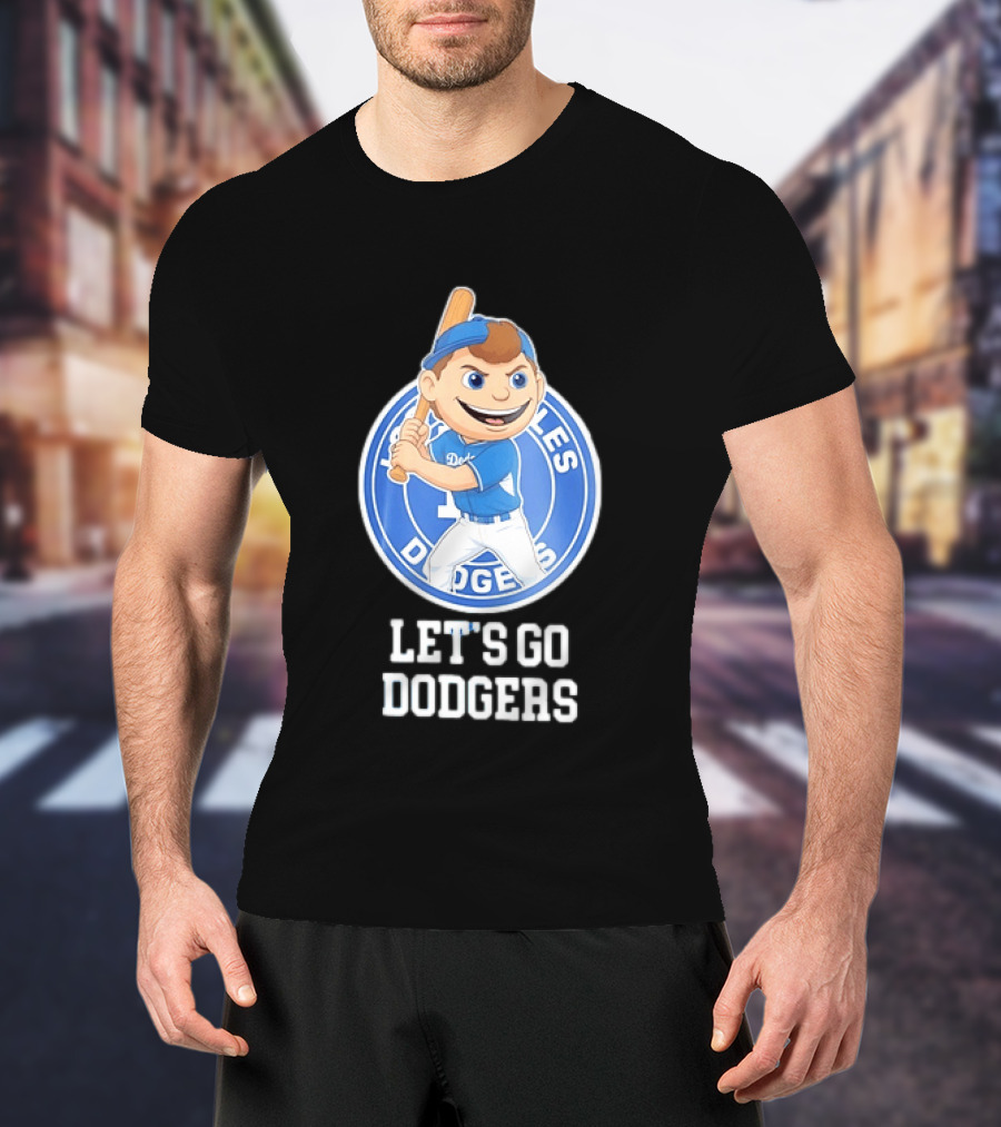 Los Angeles Dodgers Let's Go Dodgers Cartoon Character Baseball Bat T-Shirt