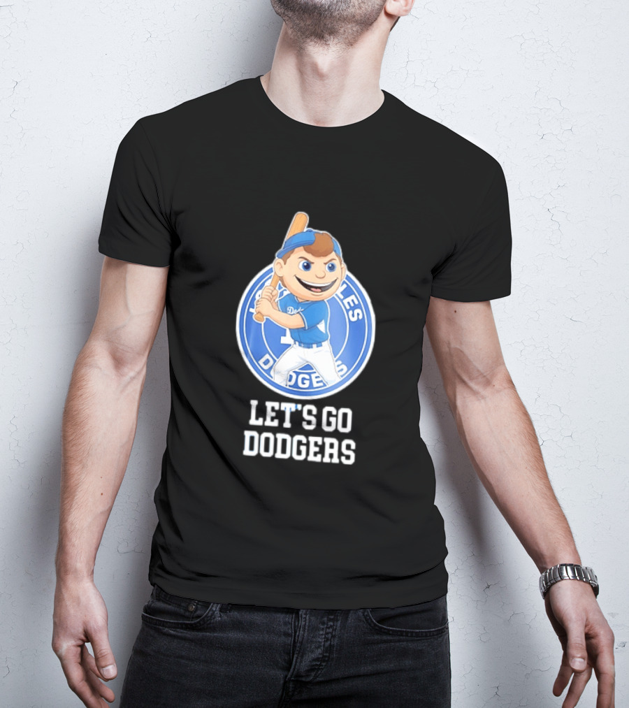 Los Angeles Dodgers Let's Go Dodgers Cartoon Character Baseball Bat T-Shirt
