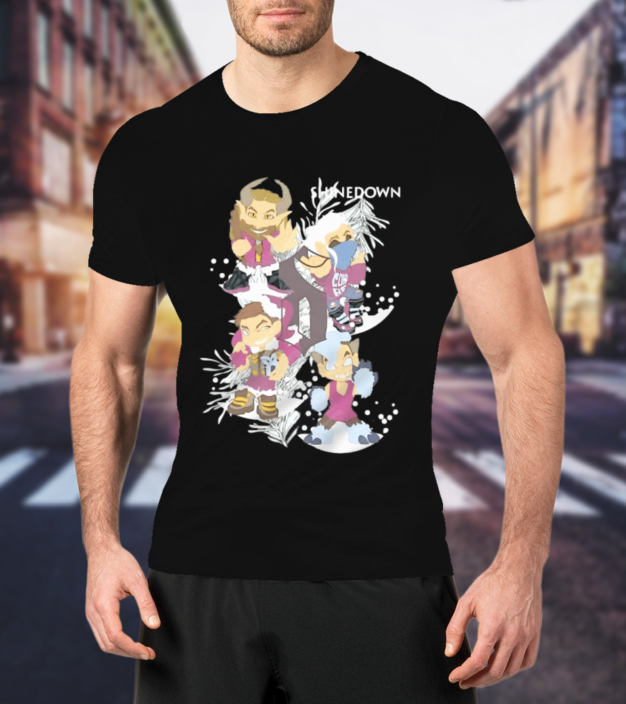 Shinedown Chibi Band Members Holiday Christmas Decor T-Shirt