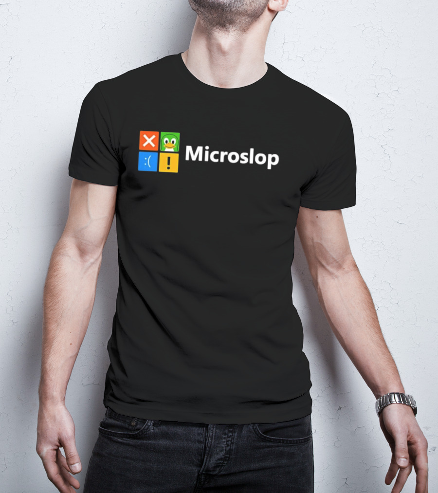 Microslop Linux Penguin Error Icon Blocks T-Shirt