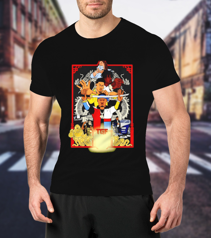 TGF Stinc Team Collage Streetwear Urban Dragons And Cars T-Shirt