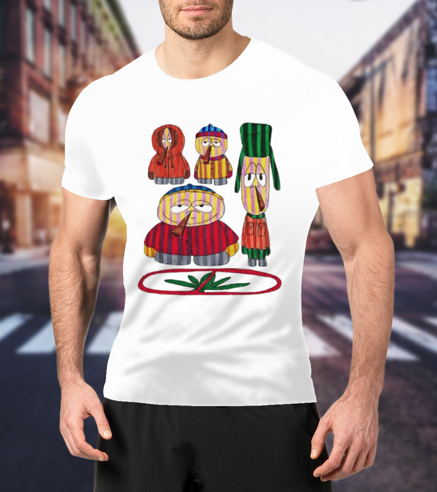 Cartman Stan Kyle Kenny South Park Characters Smoking No Weed Prohibition T-Shirt